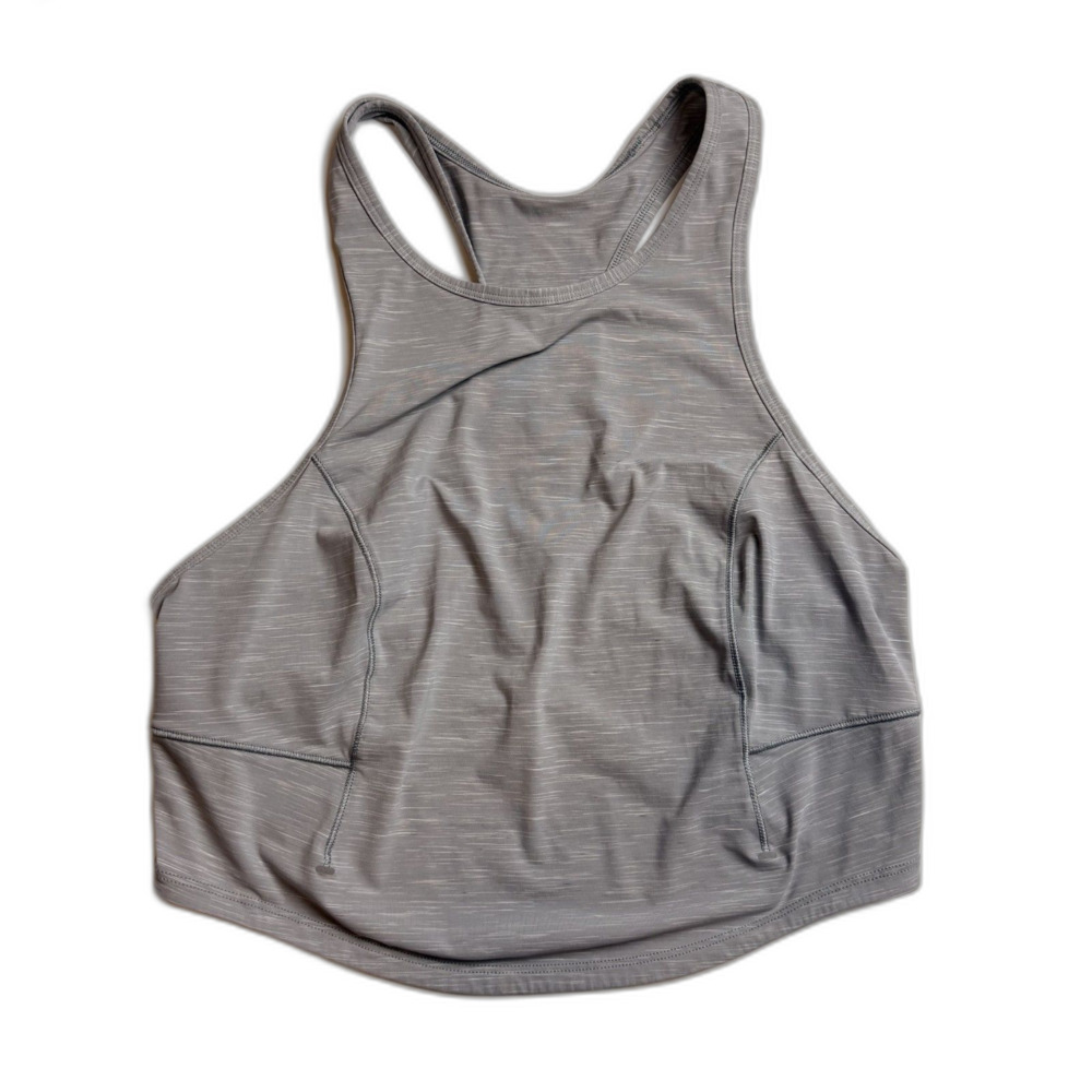 Lululemon Power Thru High Neck Racerback Tank Top Light Grey Size 6/8 Cropped - Picture 13 of 13
